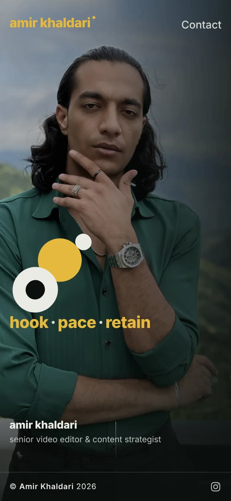 The website on a phone — hero screen