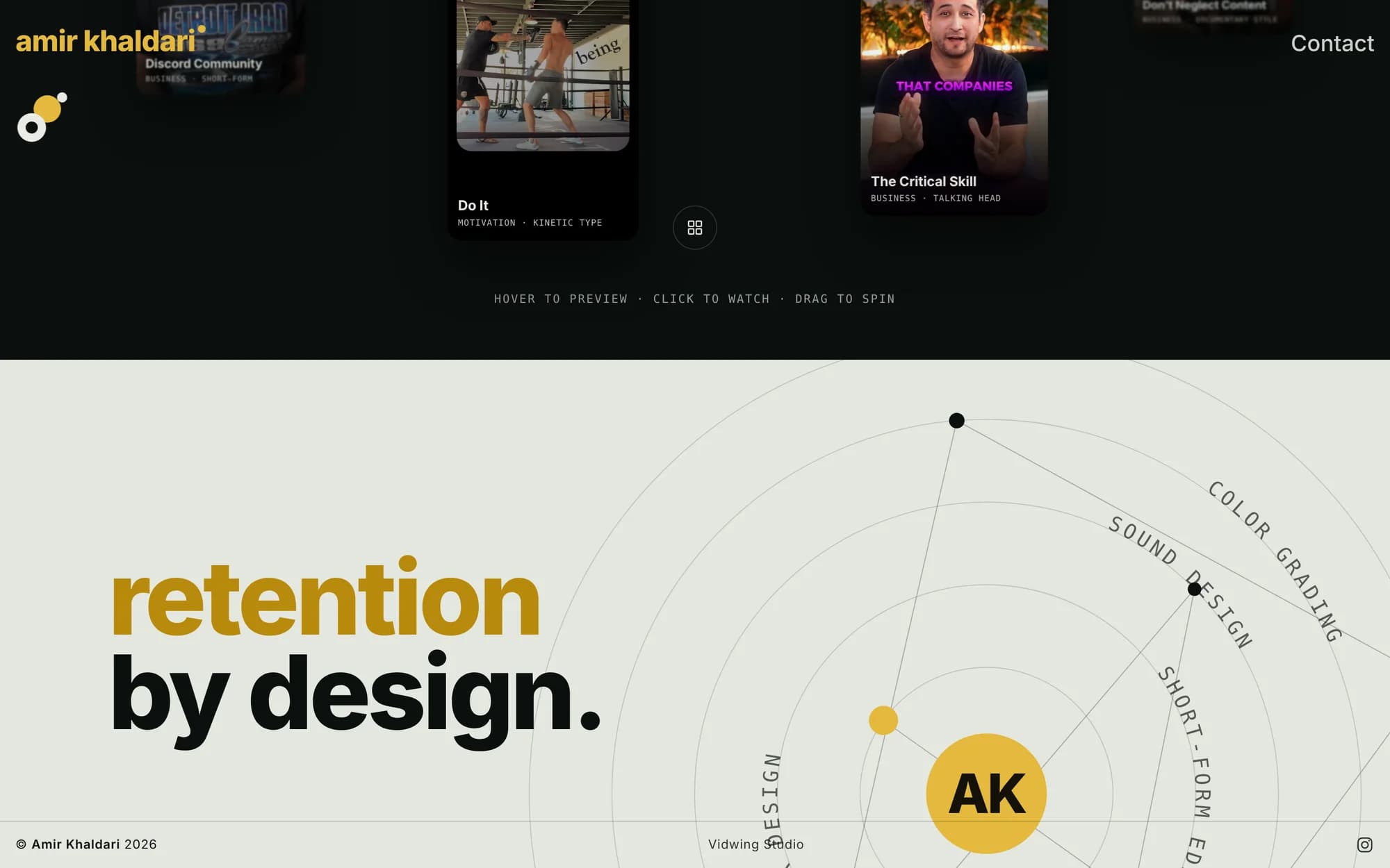Website section “retention by design” with an orbit of editing skills